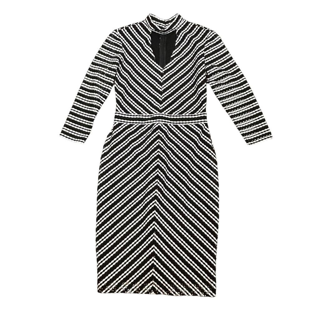 🆕 Project Runway Dress Womens Size XS Black White Lined 70’s Retro Designer NWT